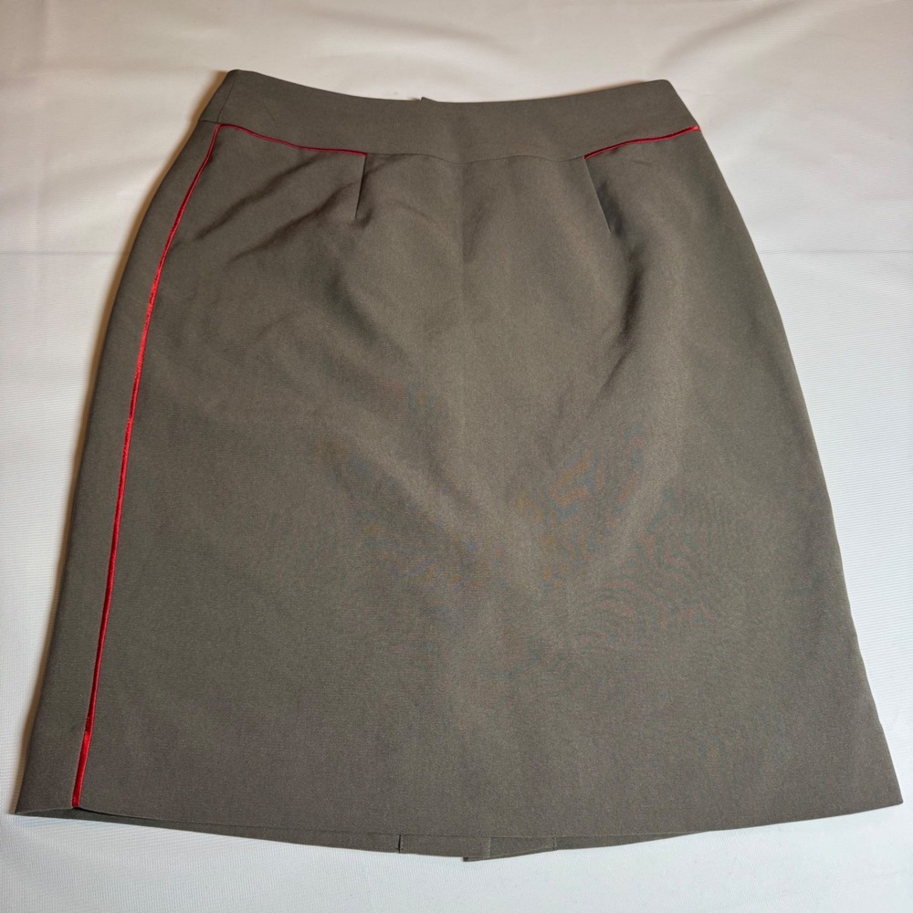 Business Casual Women Size 0 Banana Republic Olive Green Red Trim Pencil Skirt
